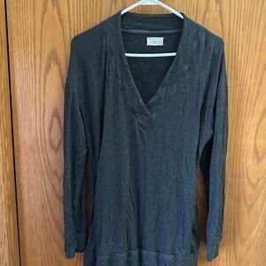 Dark Gray V-Neck Women's Top